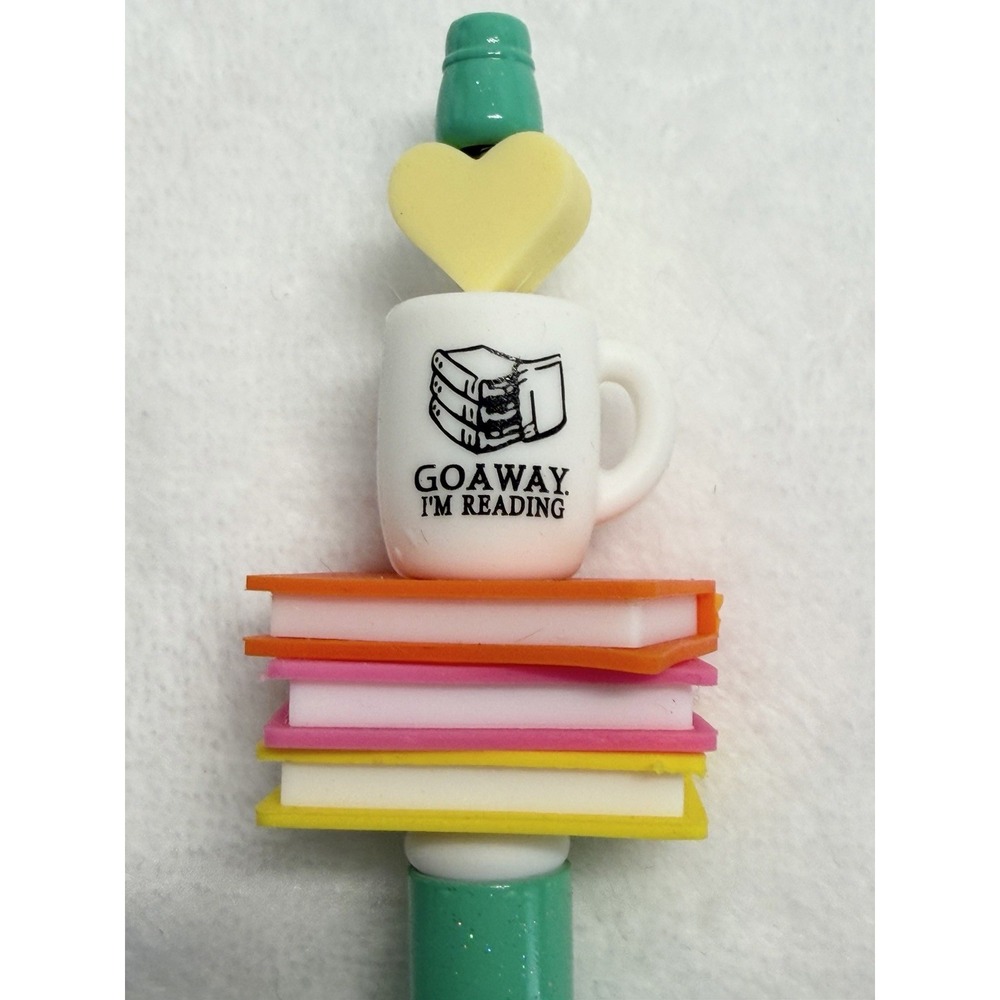 Custom Beaded Pen Go Away I'm Reading Silicone Focal Bead Book Lover Journaling